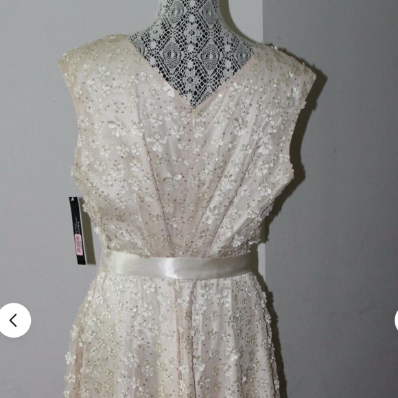 NWT Tahari Arthur S. Levine Floral Applique Gown Wedding Prom Bridesmaid Sz 14 - Picture 11 of 12